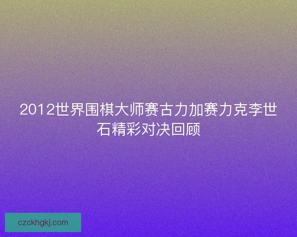 2012世界围棋大师赛古力加赛力克李世石精彩对决回顾