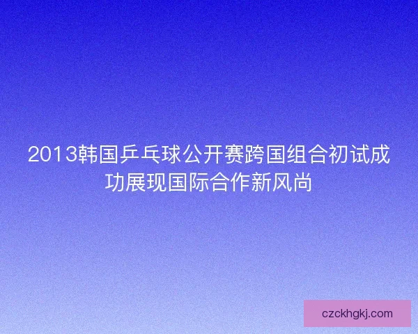 2013韩国乒乓球公开赛跨国组合初试成功展现国际合作新风尚