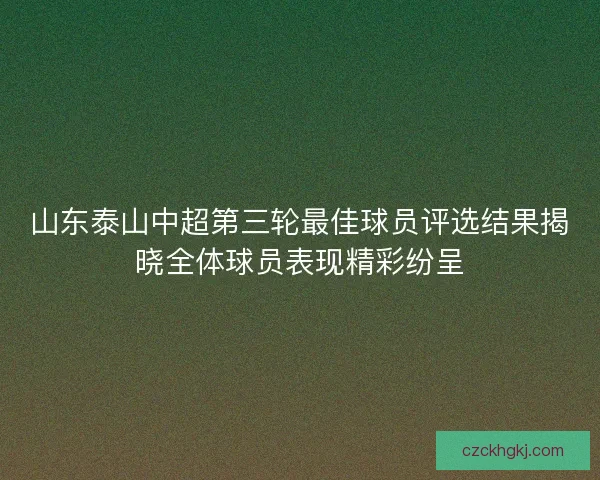 山东泰山中超第三轮最佳球员评选结果揭晓全体球员表现精彩纷呈